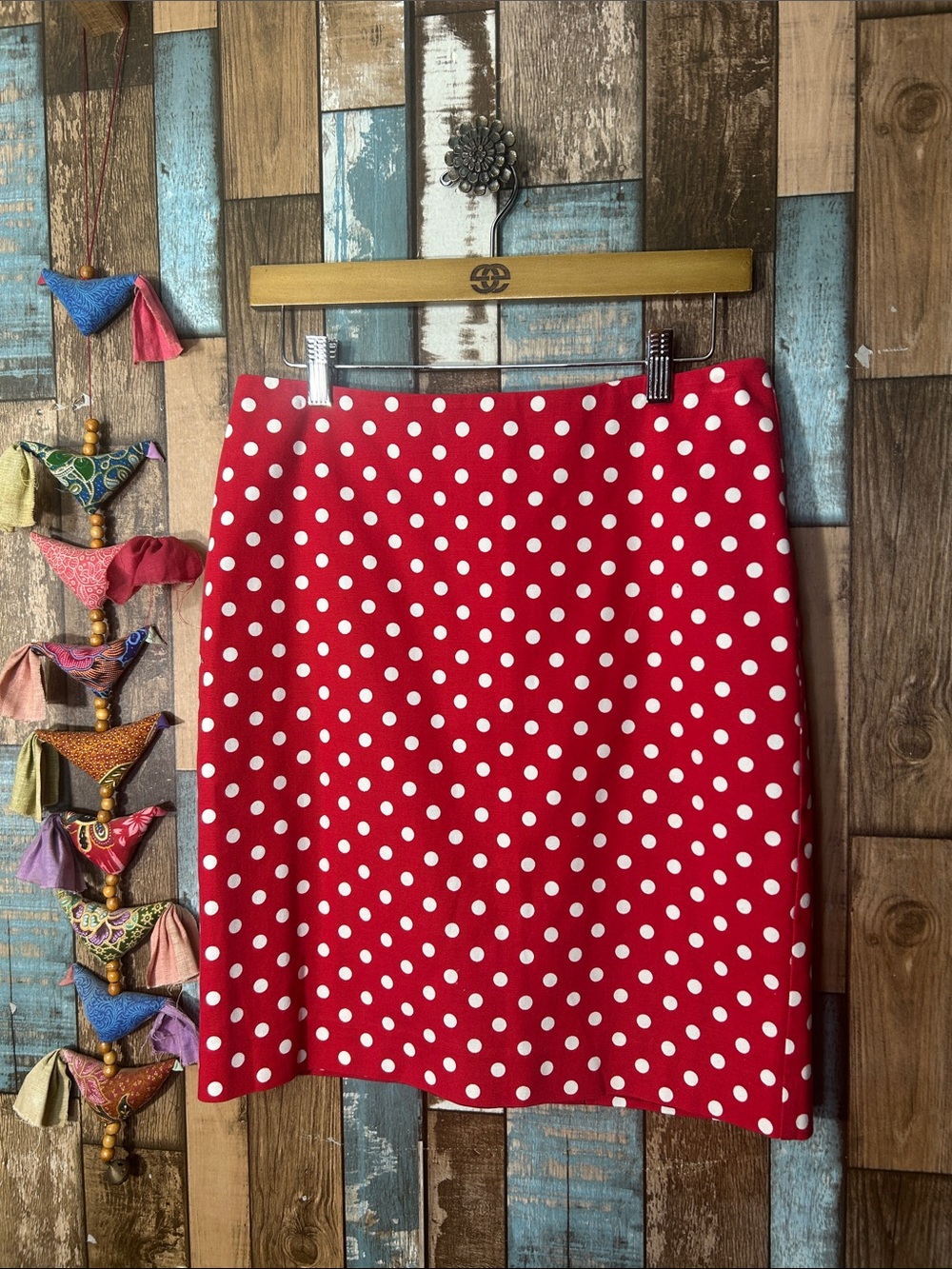 Talbots Red Mini Skirt with White Polka Dots